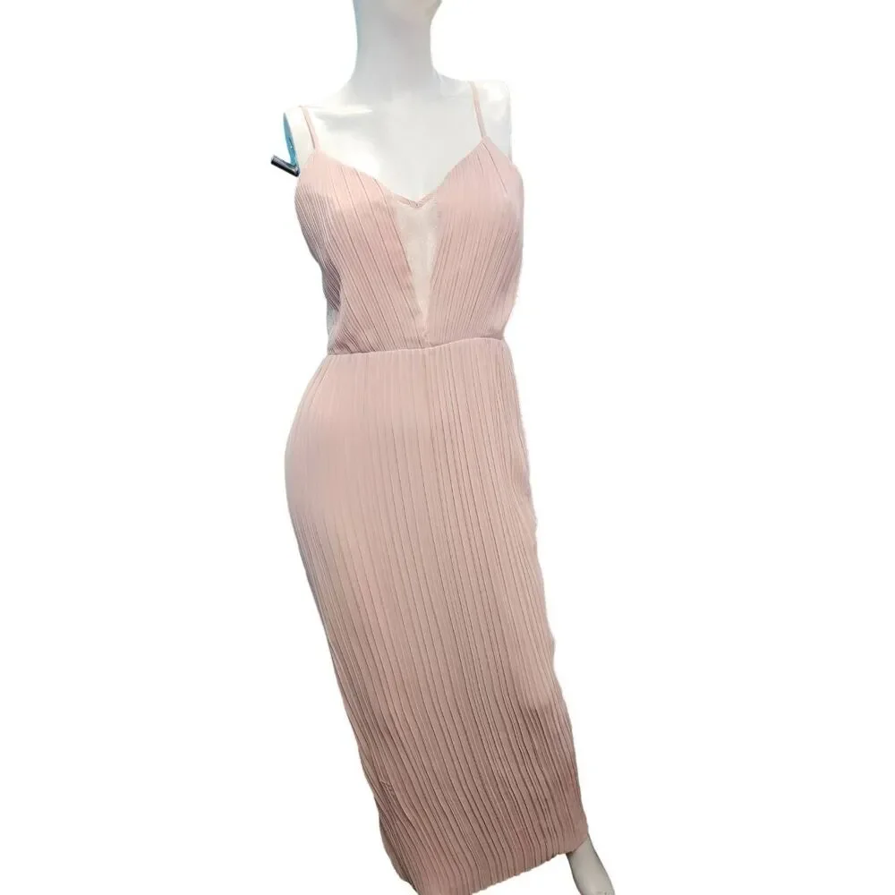 BCBGENERATION Pink Pleated Maxi Dress size 4 Lace Inset Hoco Sprecial Occassion BCBGENERATION Pink Pleated Maxi Dress size 4 Lace Inset Hoco Sprecial Occassion
